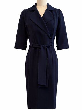 💋 Brand New Black Halo Lucinda Belted Dress Pacific Blue Size 4 Never Worn